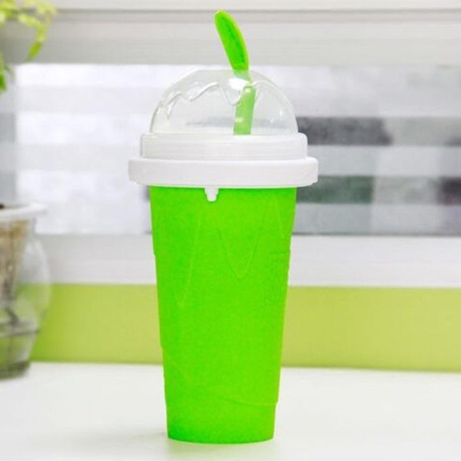 Smoothies Cup Eco-friendly Double Layer Silicone Slushy Ice Cream Maker For Home-colour:green