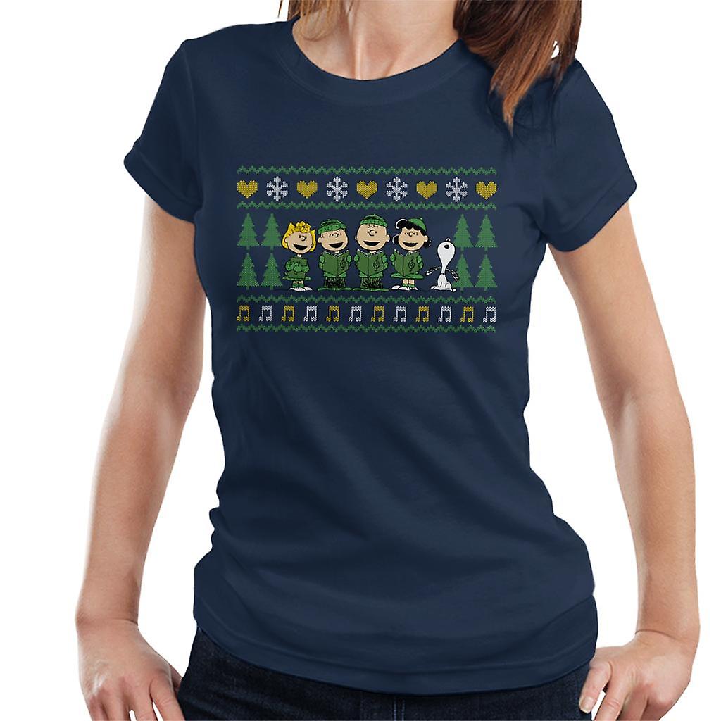 Peanuts Characters Xmas Choir Carol Women's T-Shirt