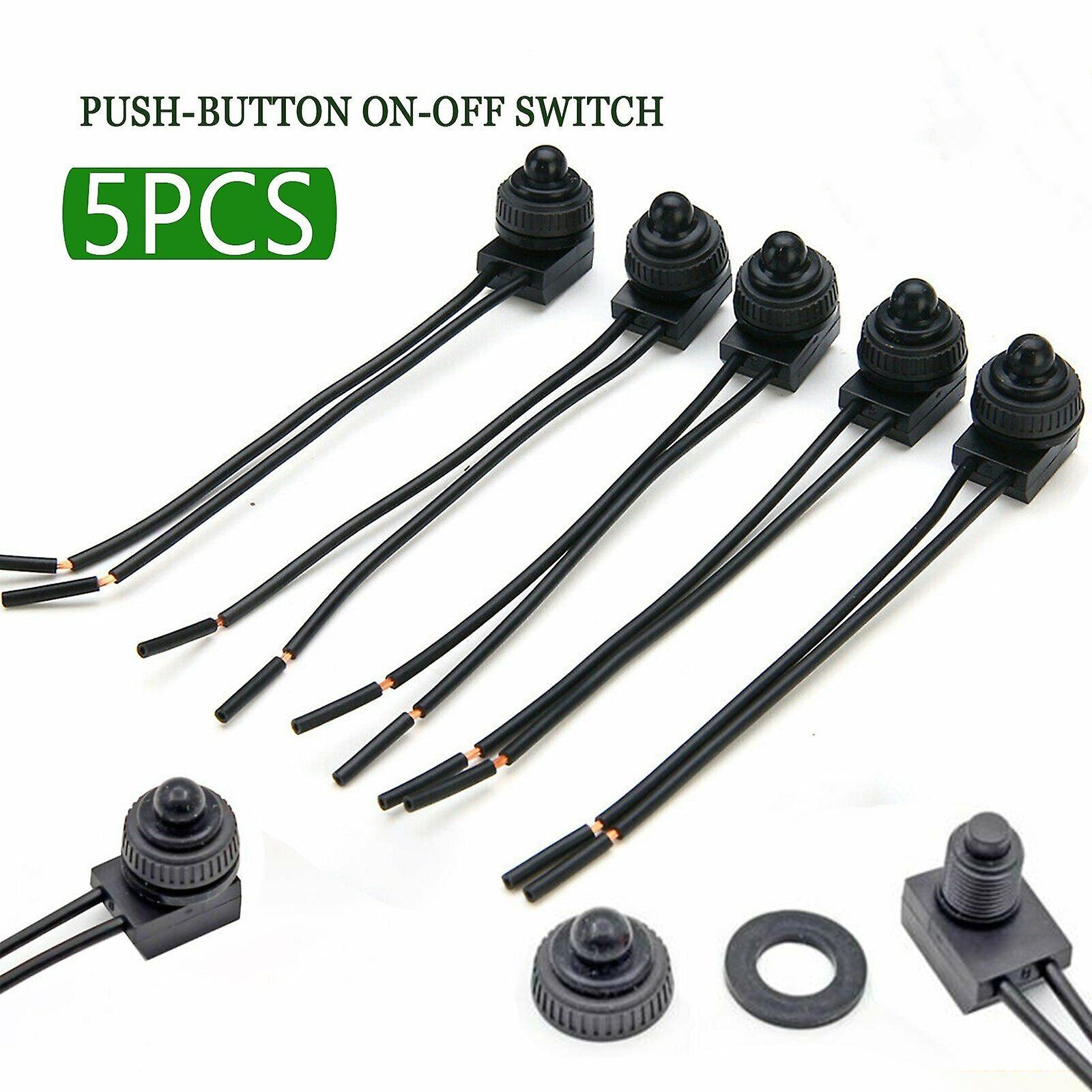 5PCS 12V Waterproof Push-Button On-Off Switch Outdoor Lighting Motorcycle Car