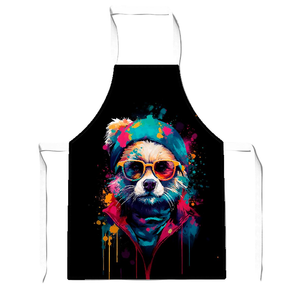 Multi Coloured Splashart Dog With Glasses Apron
