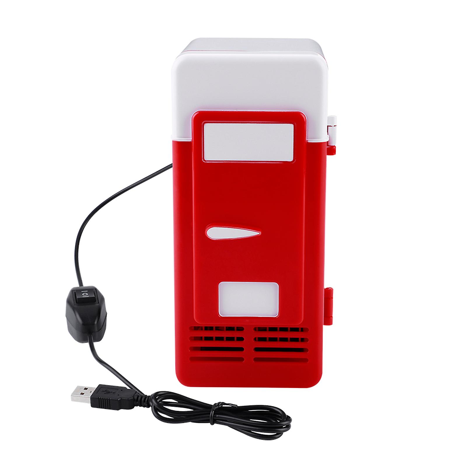 LED USB Mini Fridge, USB Refrigerator, Beverage Cans, Refrigerator and Heater Red