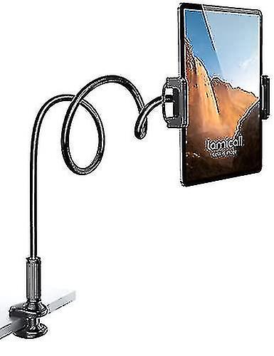 Suporte de montagem de tábua gooseneck para cama - grampo de braço de tablet flexível para compatível com a cama - Preto