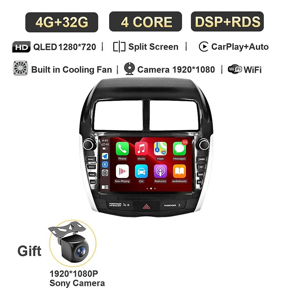 9" Car Radio Android 13 For Mitsubishi Asx 2010-2016 Qled Multimedia Carplay Head Unit Player Stereo Screen Gps Navigation Auto