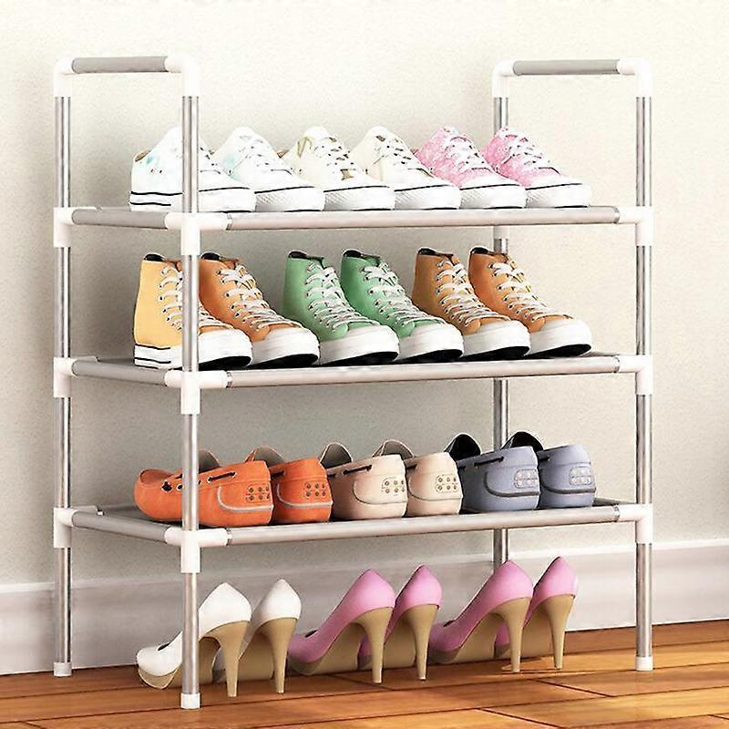 Multi Layer Shoe Rack Plastic Stackable Breathable Strong Compression Capability Shoe Storage Rack For Student Dormitory 3 Layers