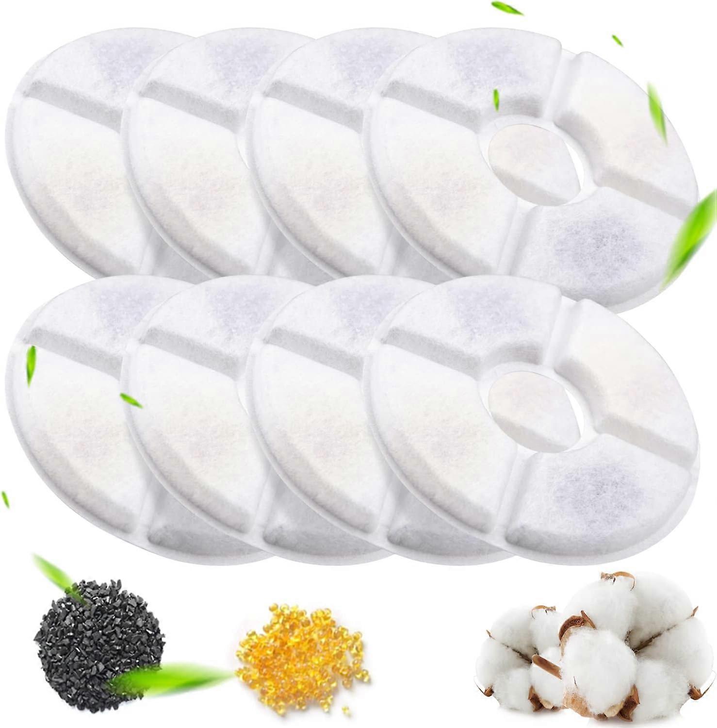 Paquet de 8 filtres pour fontaines eau pour chats, filtres de remplacement pour fontaine eau pour animaux de compagnie avec rsine et charbon actif p