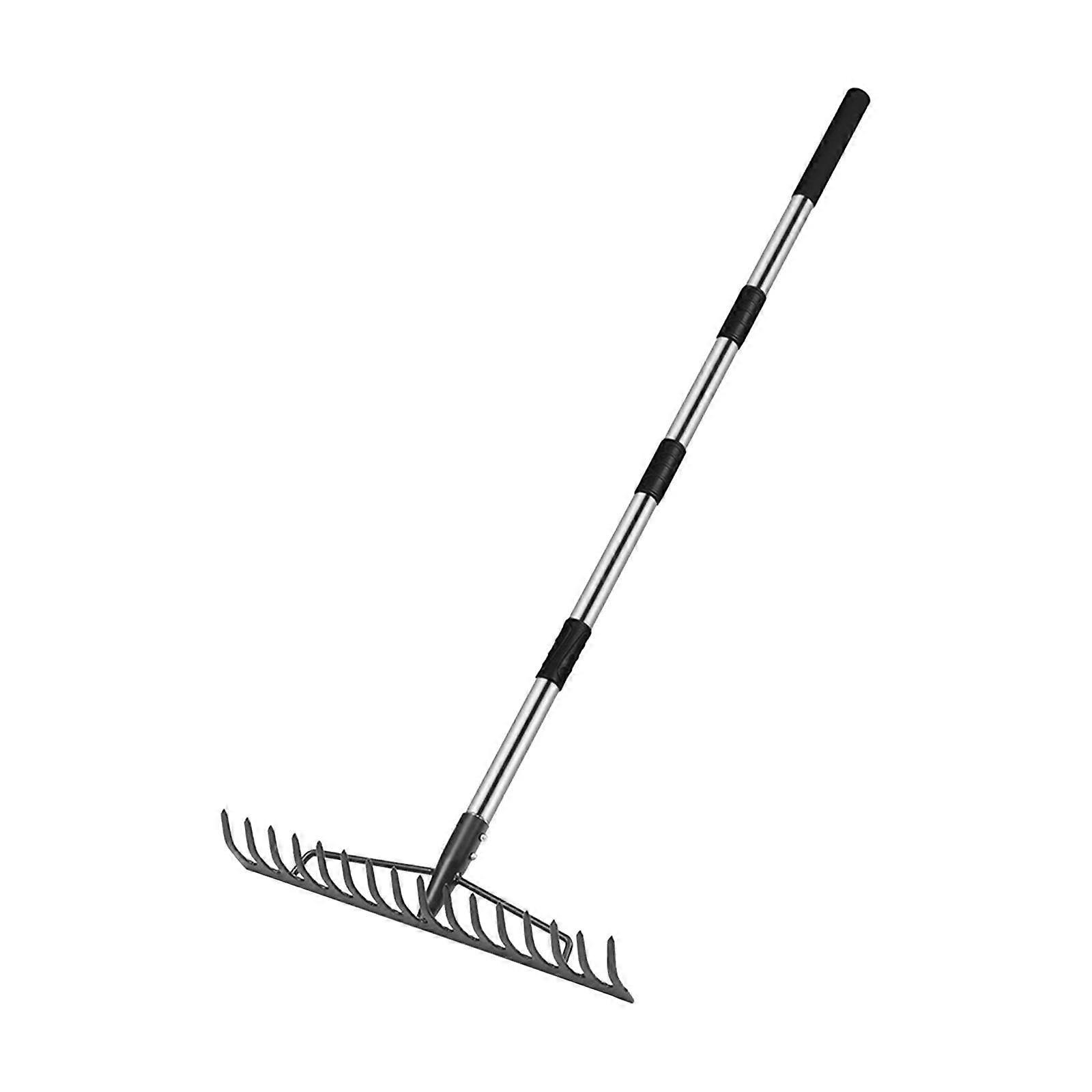 Lawns Rake Adjustable Handle Weeding Nonslip Gardening Tool Garden Leaf Rake