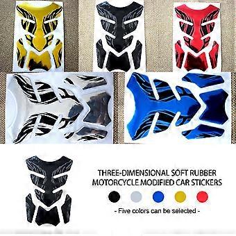 3D Rubber Motorcycle Tank Pad - Black Carbon Fiber Design 7.5x5.35 Inches