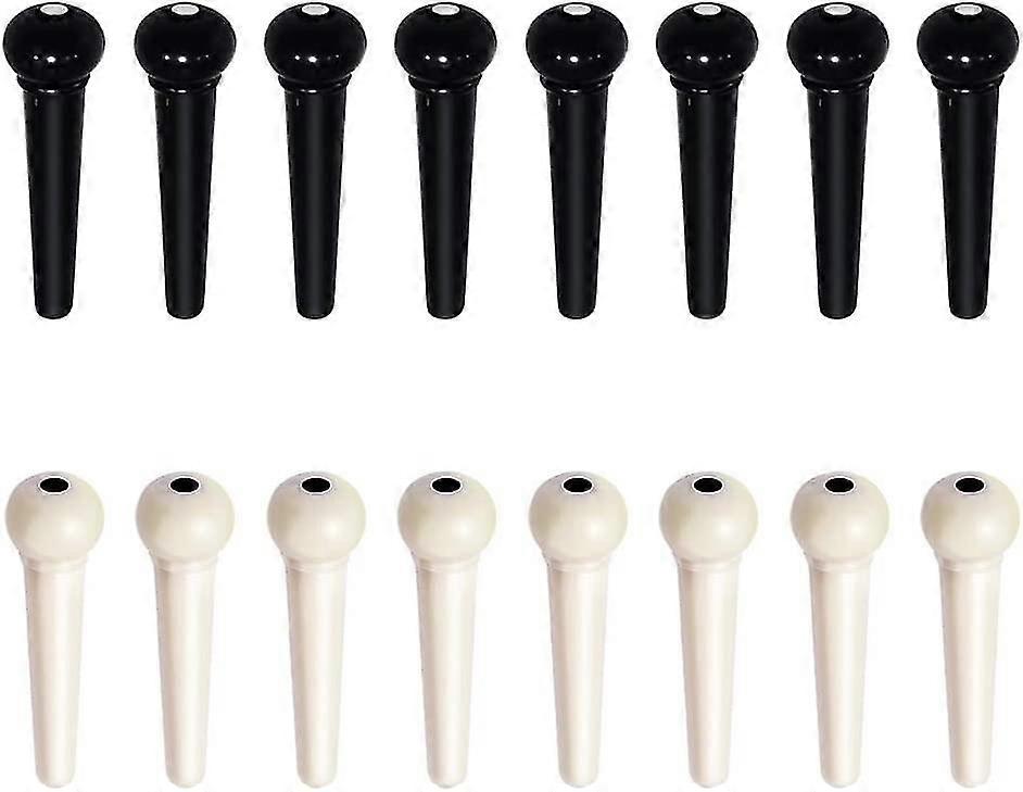 16 st. plast bryggstift för akustisk gitarr, strängpeg, gitarrdelar, ersättning för akustisk gitarr - elfenben, svart