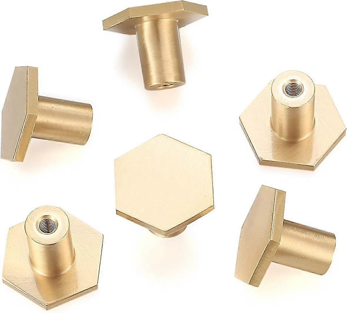 Door Handles Brass Cabinet Pulls Gold Cabinet Pulls Dresser Drawer Knobs One Hole Hex Knobs for Kitchen Office Cabinets with Screwdriver - 30*20mm