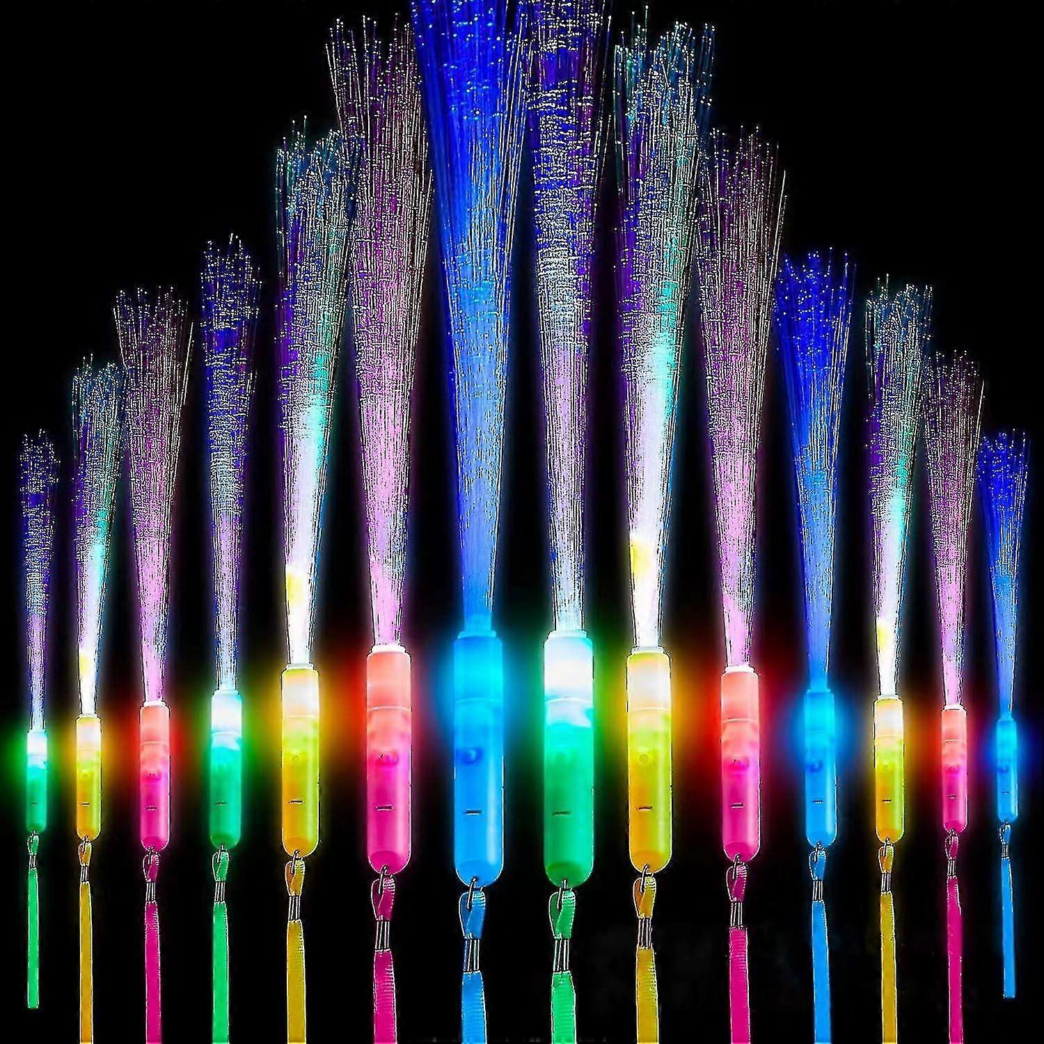 12 Pcs Glow Sticks Led Light Stick Fibreglass Glow Sticks, 3 Modes Colour Flashing, For Christmas, Party, Concert Raves