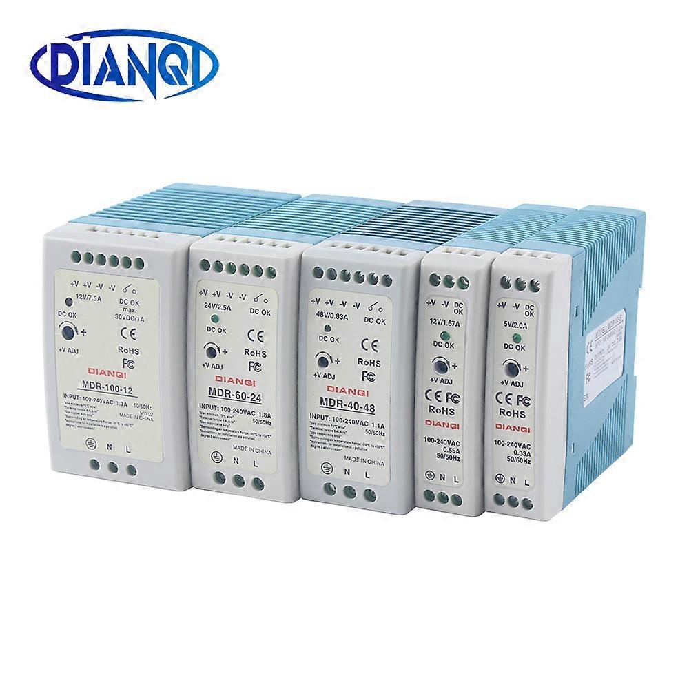 AC/DC Industrial mini Din rail power supply switch MDR-10W 20W 40W 60W 100W Single output Switching 5V 12V 15V 24V 36V48V source