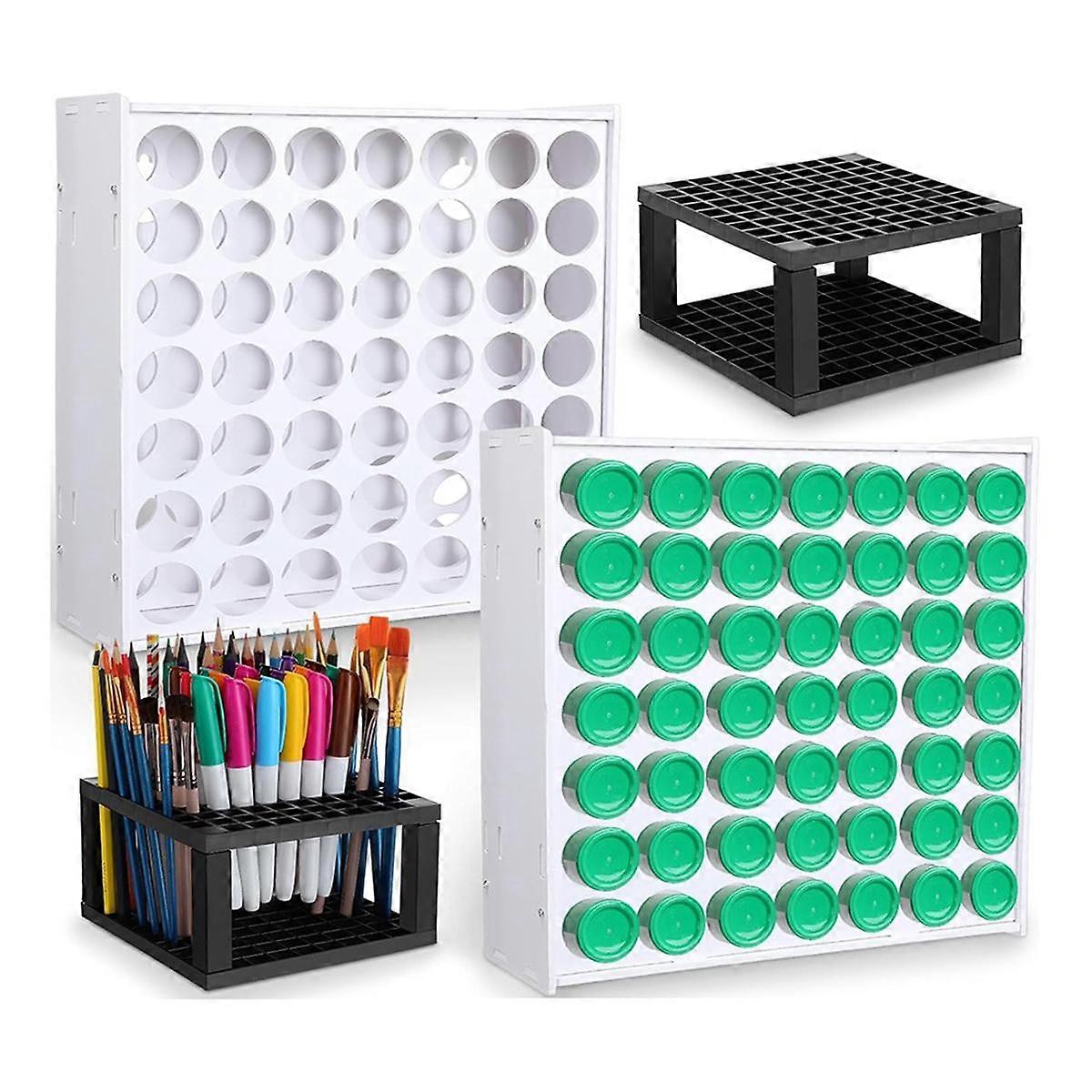 3 Pcs Paint Organizer Set 49 Holes Craft Paint Storage Rack Vertical Paint Rack 2 Oz Paint Bottle D
