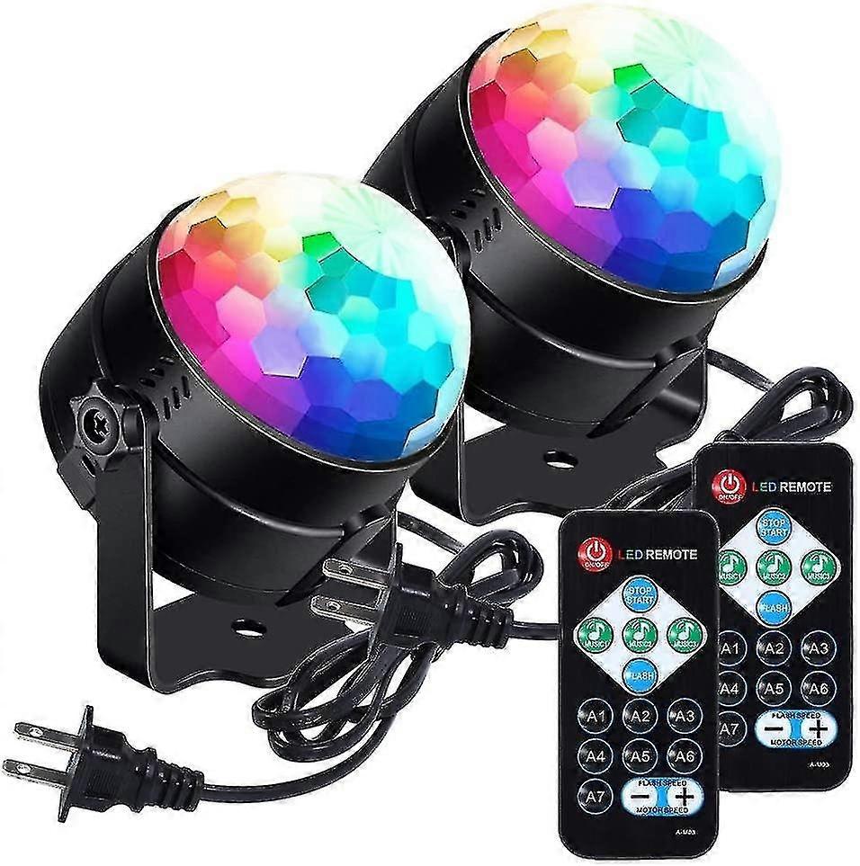 2pack Sound Activated Party Lights With Remote Control Dj Rgb Disco Ball Light