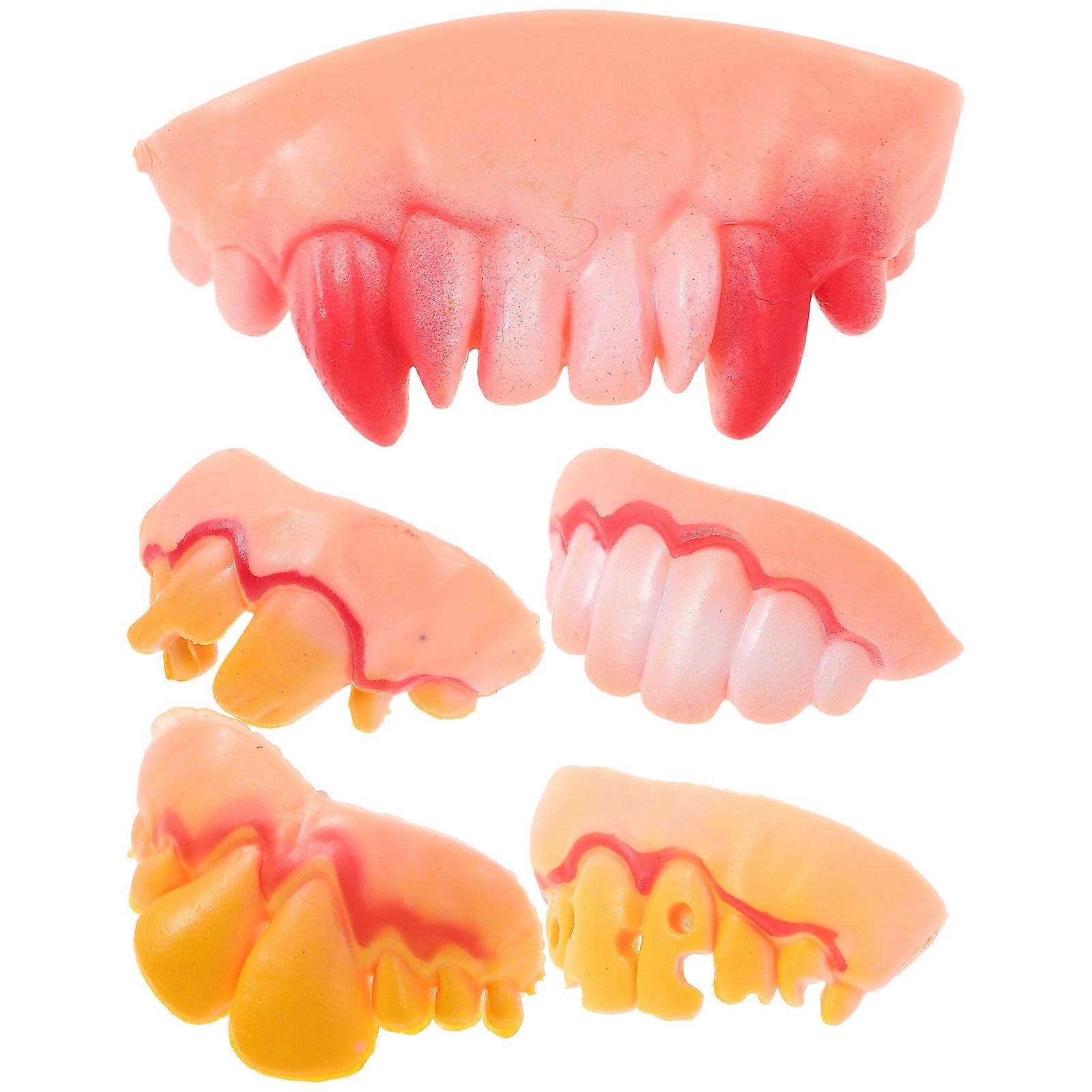 5Pcs Funny Wacky Artificial Teeth False Teeth Prop Toy for Halloween /Easter /Masquerade (Random Shape)