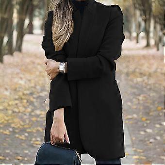 Women Winter Business Coat Stand Collar Mid-Length Slim Long