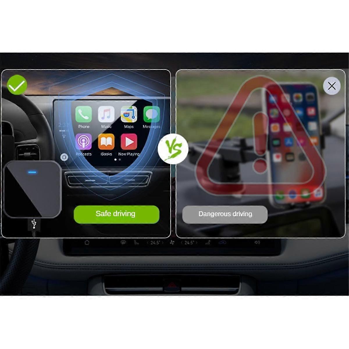 For Carplay Adapter Car Wired to Wireless Smart Box Car Interconnect Multi-Function Adapter,Black,B