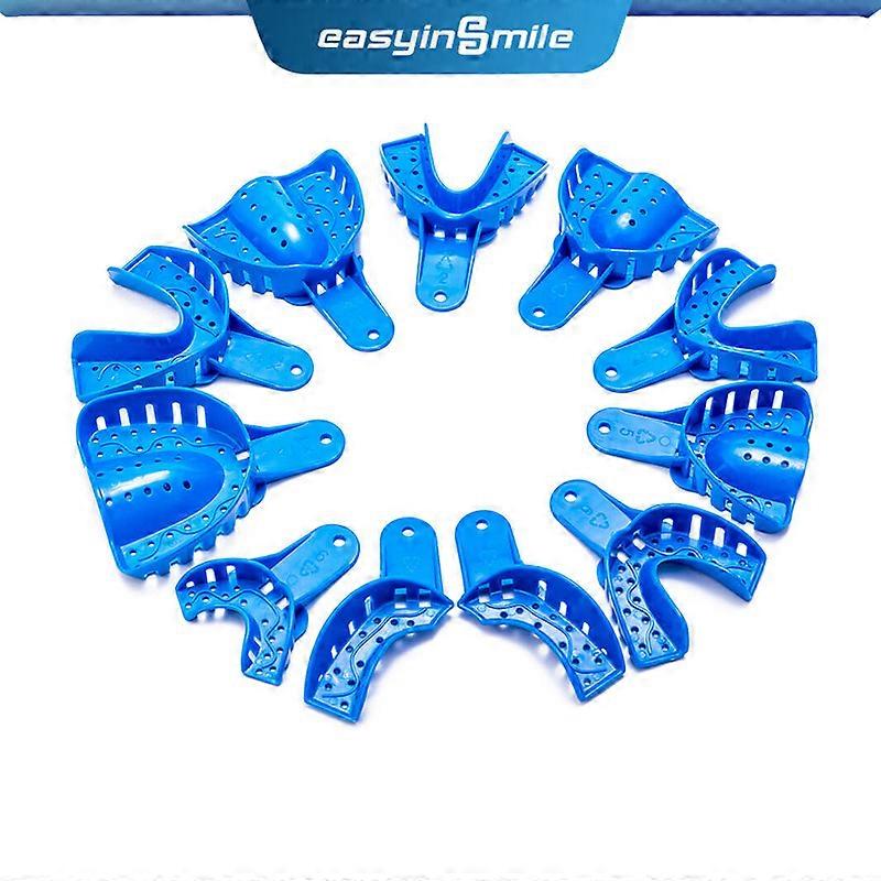 12 stk / pose EASYINSMILE tannavtrykksbrett perforert plast øvre / nedre S / M / L / XL tannlaboratorieverktøy