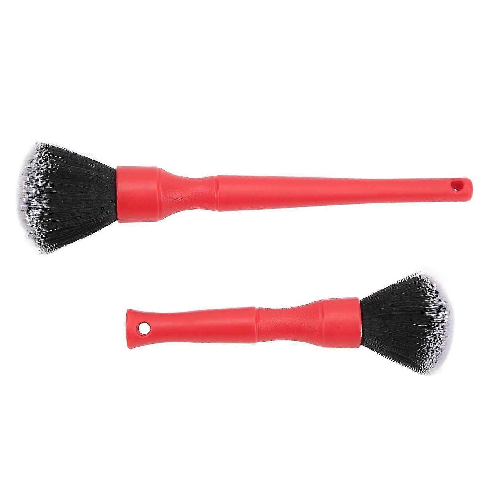 2pcs Soft Car Detailing Brush Set Multi Purpose Automotive Cleaning Brush Universal for AutoRed