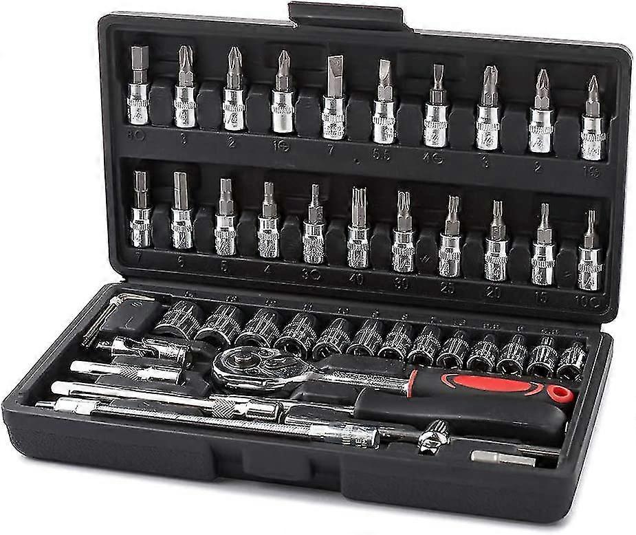 46pcs Chrome Vanadium 1/4 "socket Set Adapter Set Car Socket Box Diy