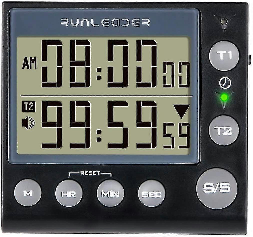 Jayron 2-channel Timer With Clock Kitchen Timer Magnetic Countdown Timer Digital Alarm Clock Digital Minute/second Timer Desk Clock Electric Clock Sto