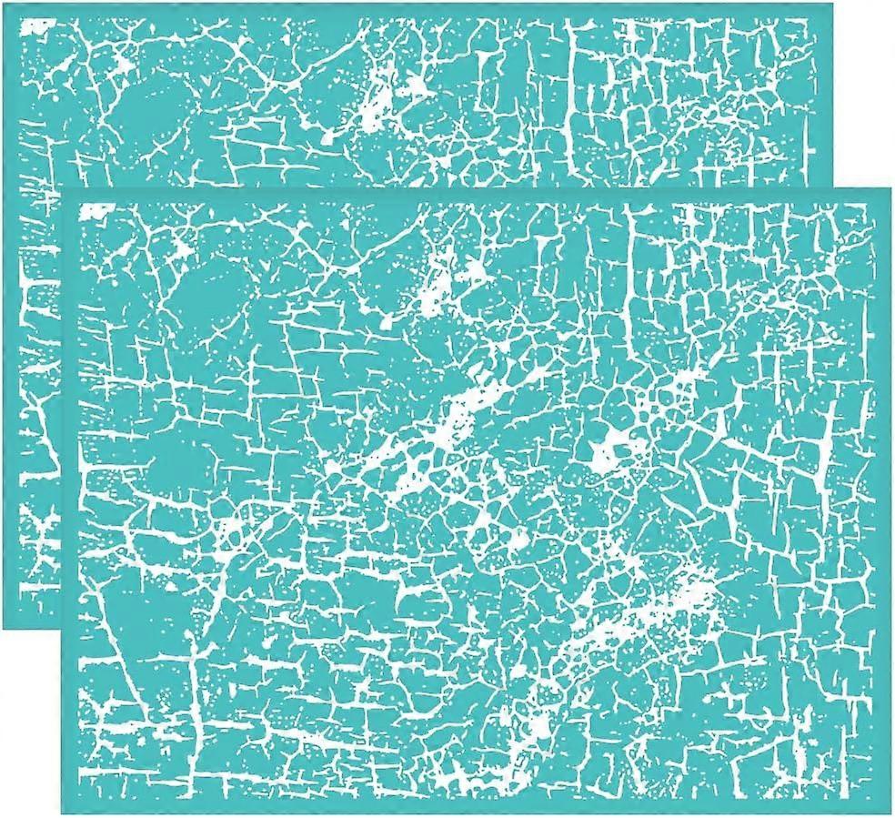 2Pcs 11x8.6 Inch Crackle Pattern Self-Adhesive Silk Screen Printing Stencil Abstract Line Silk Screen Stencil Crackle Theme Reusable Mesh Stencils Tra