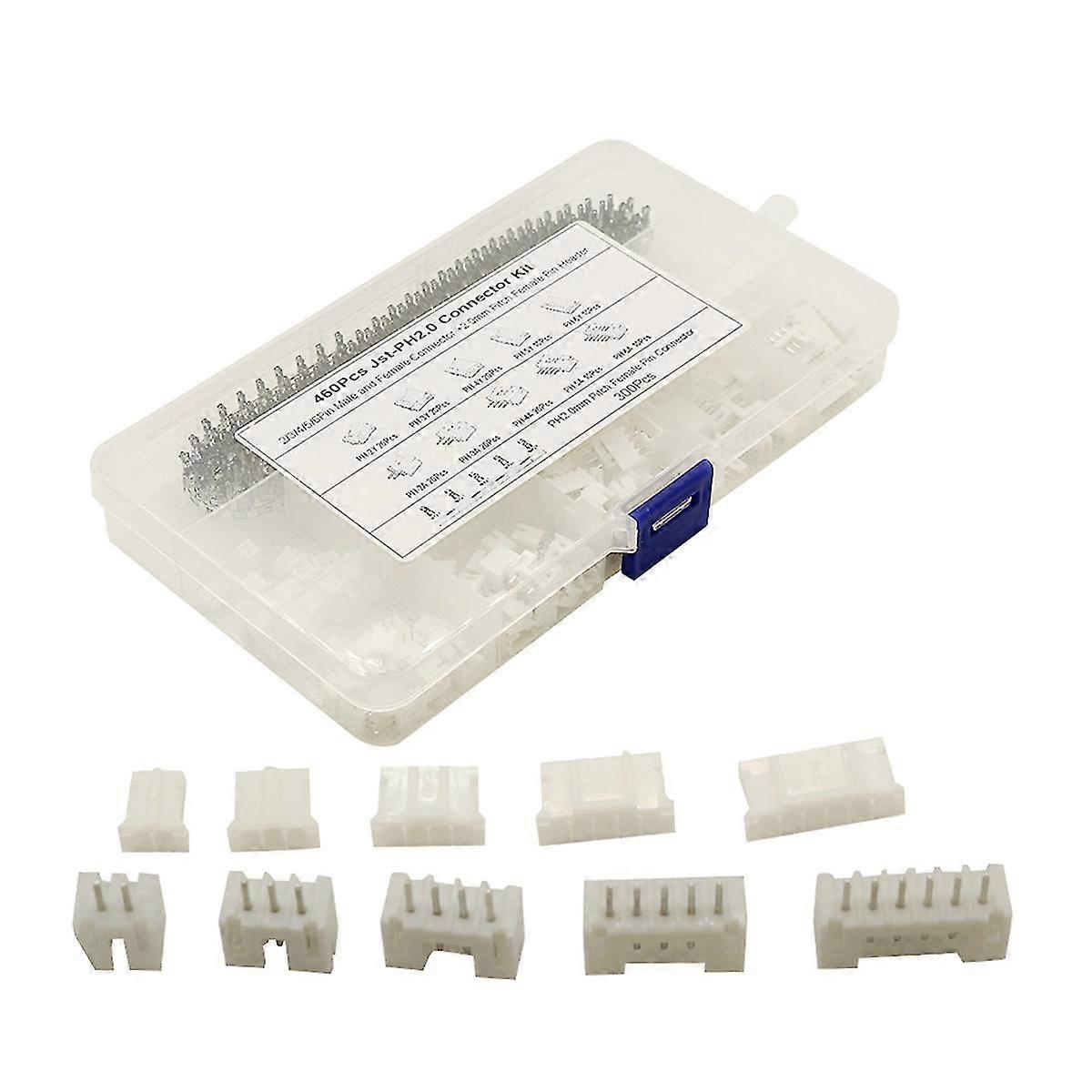 460pcs jst ph2.0mm pitch 2/3/4p plástico shell base conector conector kit