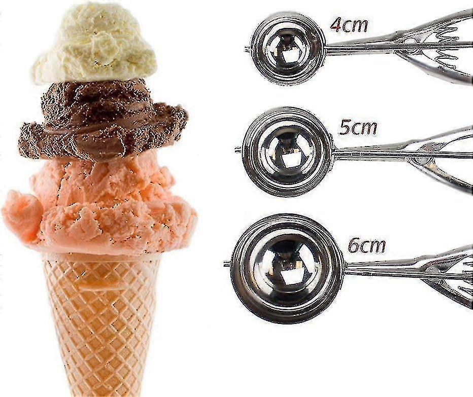 Ice Cream Scoop Stainless Steel, Ice Cream Spoon Stainless Steel Polished For Ice Cream, Ice Cream Spoon / Scoop With Tong Handle 3 Different Sizes, L
