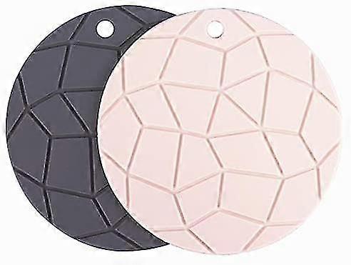 2pcs Heat Insulation Pad Kitchen Silicone Mat Tableware Insulation Pad Potholders (round)