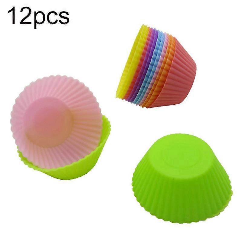 12Pcs Silicone Cake Liner Muffin Chocolat Cupcake Moules Réutilisable Bakeware Cup