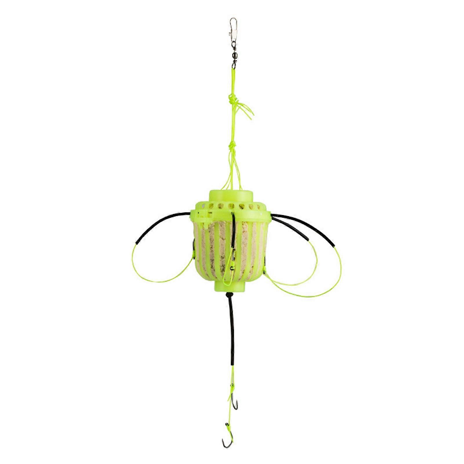 Kaesi Fishing Bait Cage with 7 Hooks Fluorescence Fishing Lure Cage Trap Carp Spherical Explosion Hooks Tackle