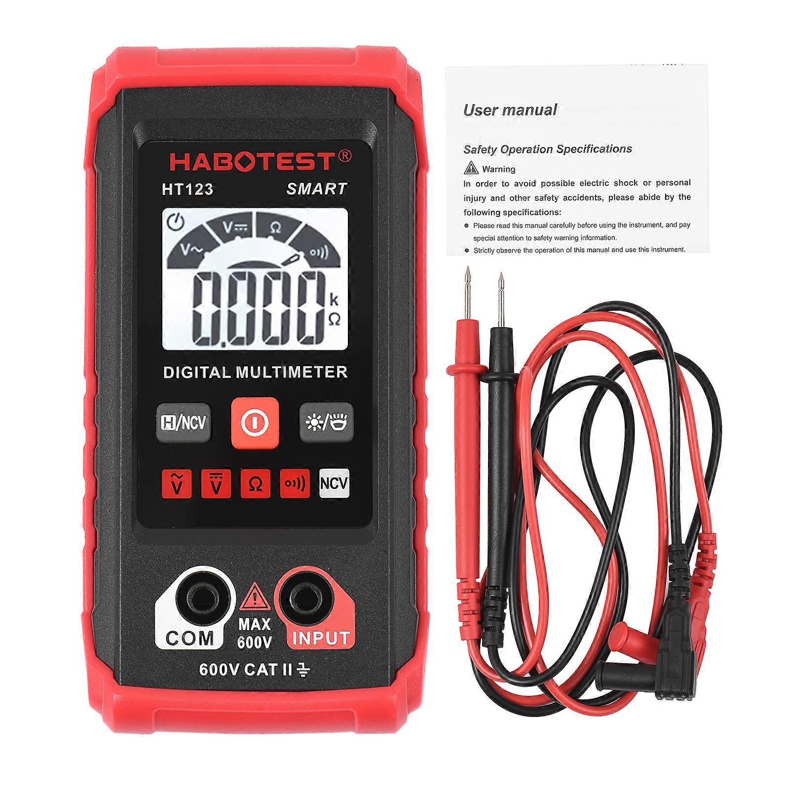 Digital Multimeter Auto Range Multimeter 2000 Counts True RMS Measuring AC/DC Voltage Resistance NCV Test with LCD