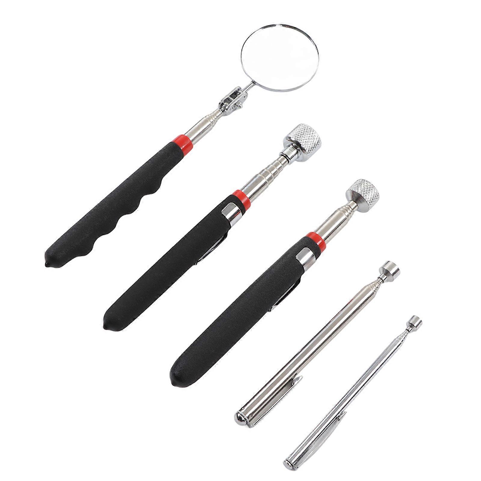 Magnetic Pickup Tool with Round Inspection Mirror 360 Rotation Telescopic Handle Grabber Tool