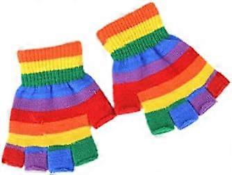 Barn Armvärmare Handskar Flickor Armhandskar Randig Och Regnbåge