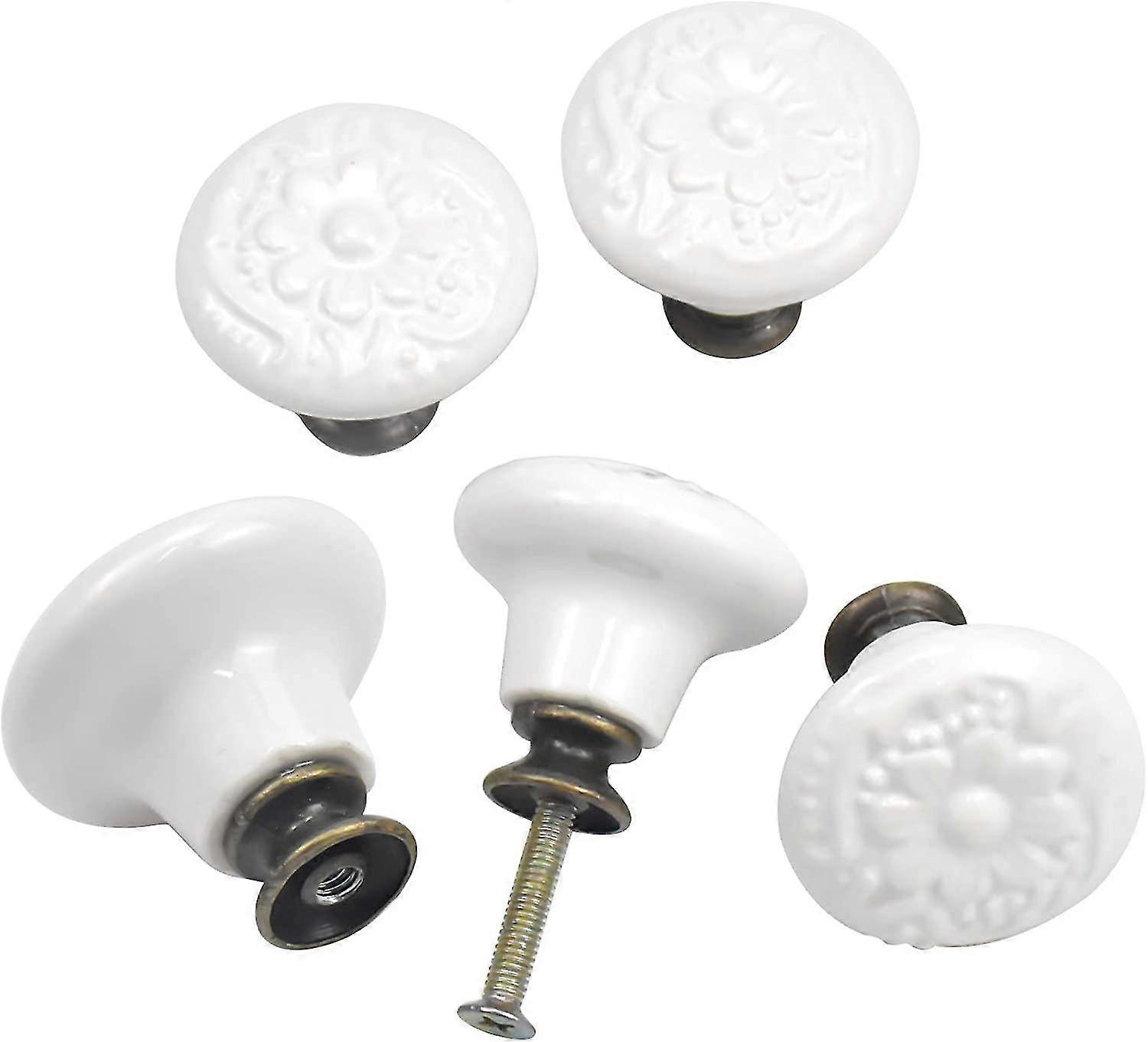 10pcs Vintage Ceramic Door Drawer Knobs, Length 44mm Width 34mm Round Drawer Knobs, Furniture Knobs, Door Knobs, Kitchen Furniture Knobs, Children's R