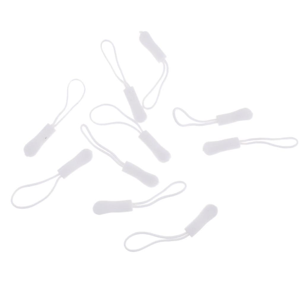 10Pcs Plastic Zipper Pull Cord Zip Puller Slider for Clothes Bags White