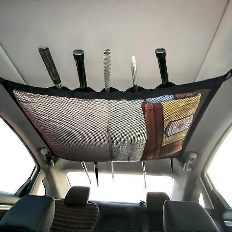 EVAGO Dokuma Net Araba Tavan Kargo Net Cep - Araba Çatı Ayarlanabilir İç Kargo Net Örgü Çanta, Uzun Yolculuk Saklama Çantası Çeşitli Eşyalar Saklama Çantası