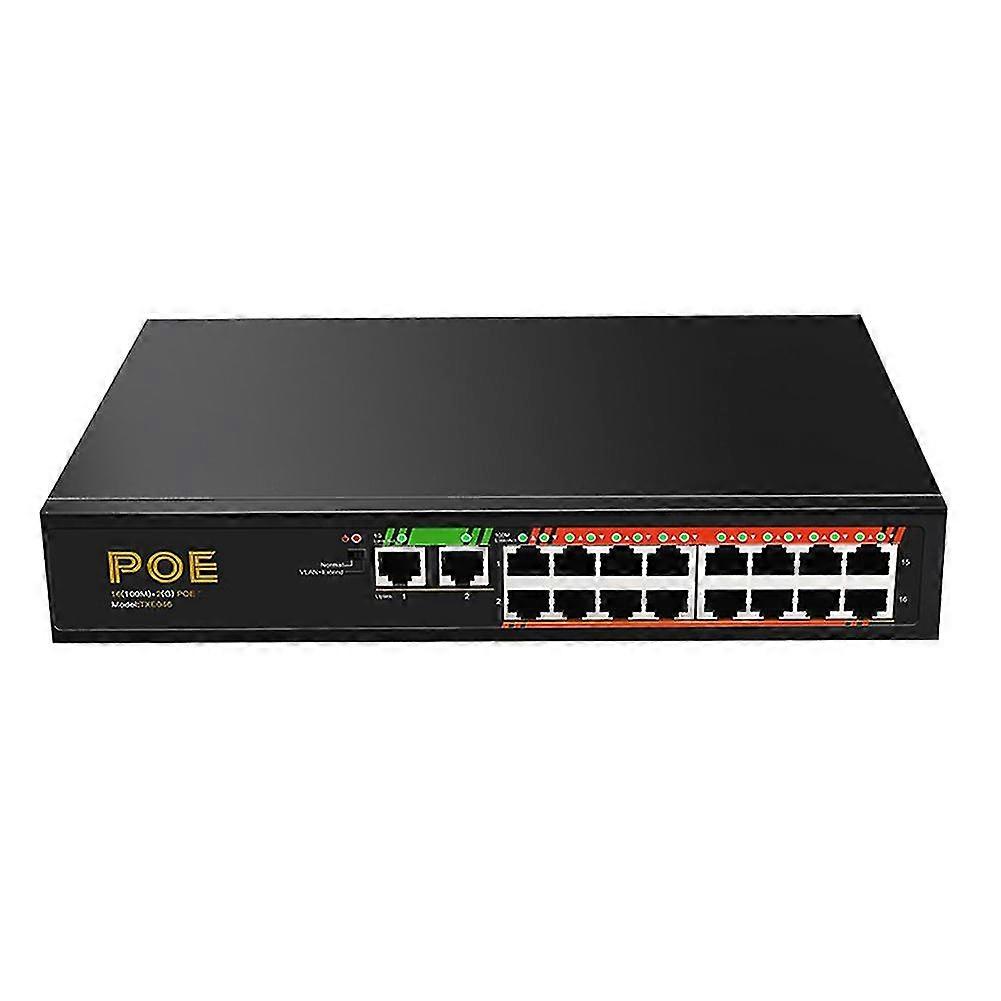 16 Port 100m+2 Port Gigabit Network Switch Lan Switching Hub Adapter Unmanaged Switch Us Plug