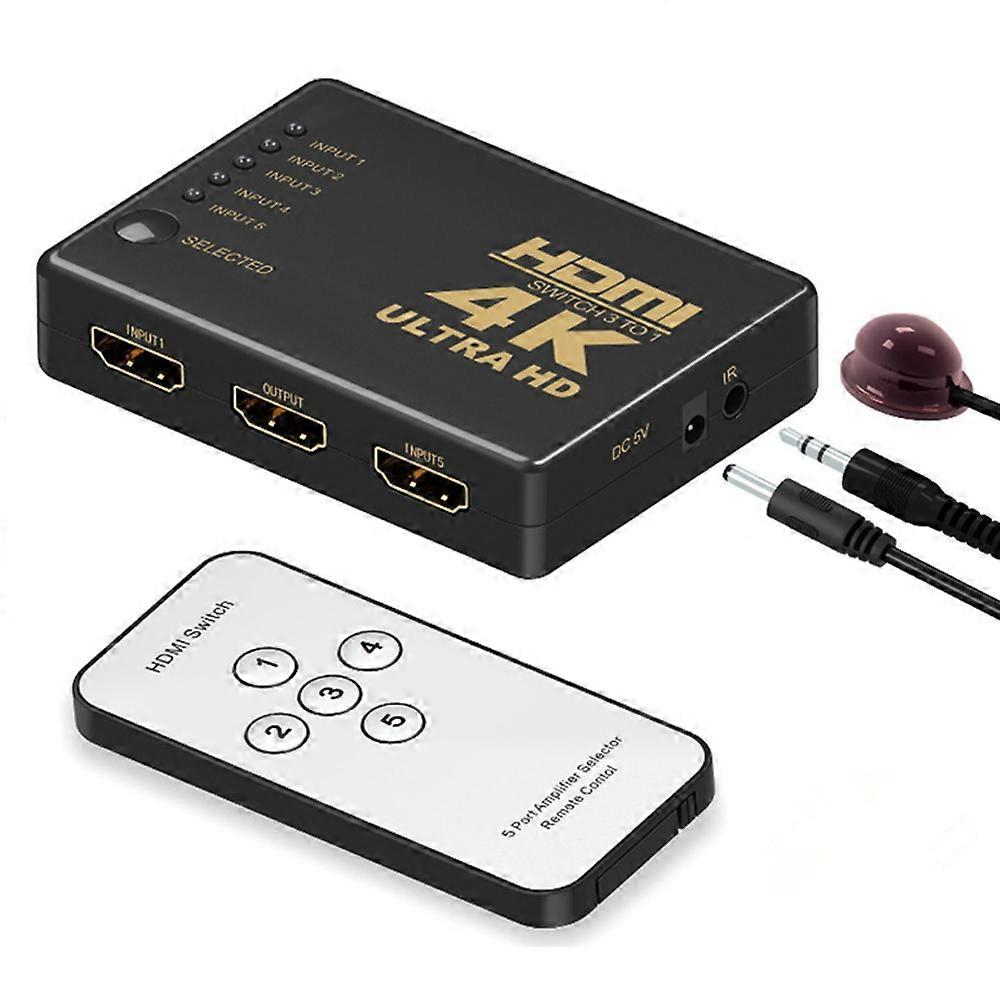 HDMI Switch 4k Intelligent 5-Port HDMI Switcher Splitter  Supports 4K  Full HD1080p  3D  with  Remote