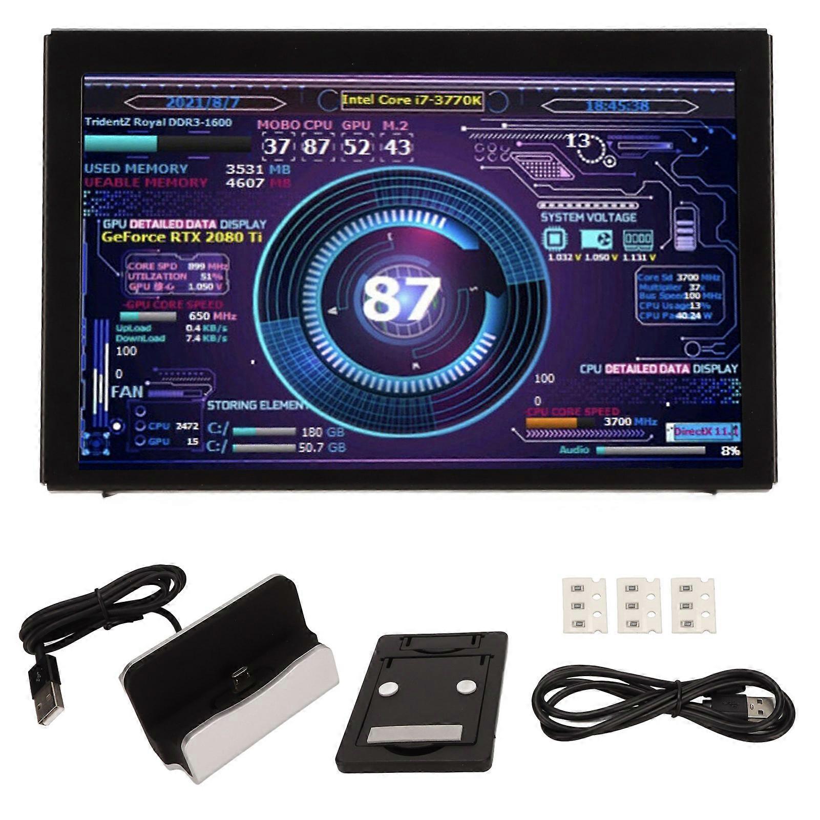 Monitor di temperatura per computer IPS da 5 pollici con schermo USB mini per PC AIDA64, pannello sensore CPU RAM, display per Raspberry Pi, Linux e Windows