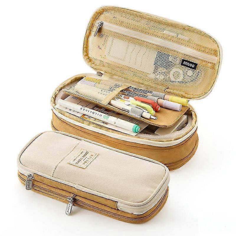 Large-capacity Color-blocking Canvas Storage Bag Marker Pen Pencil Case Simple Stationery Bag