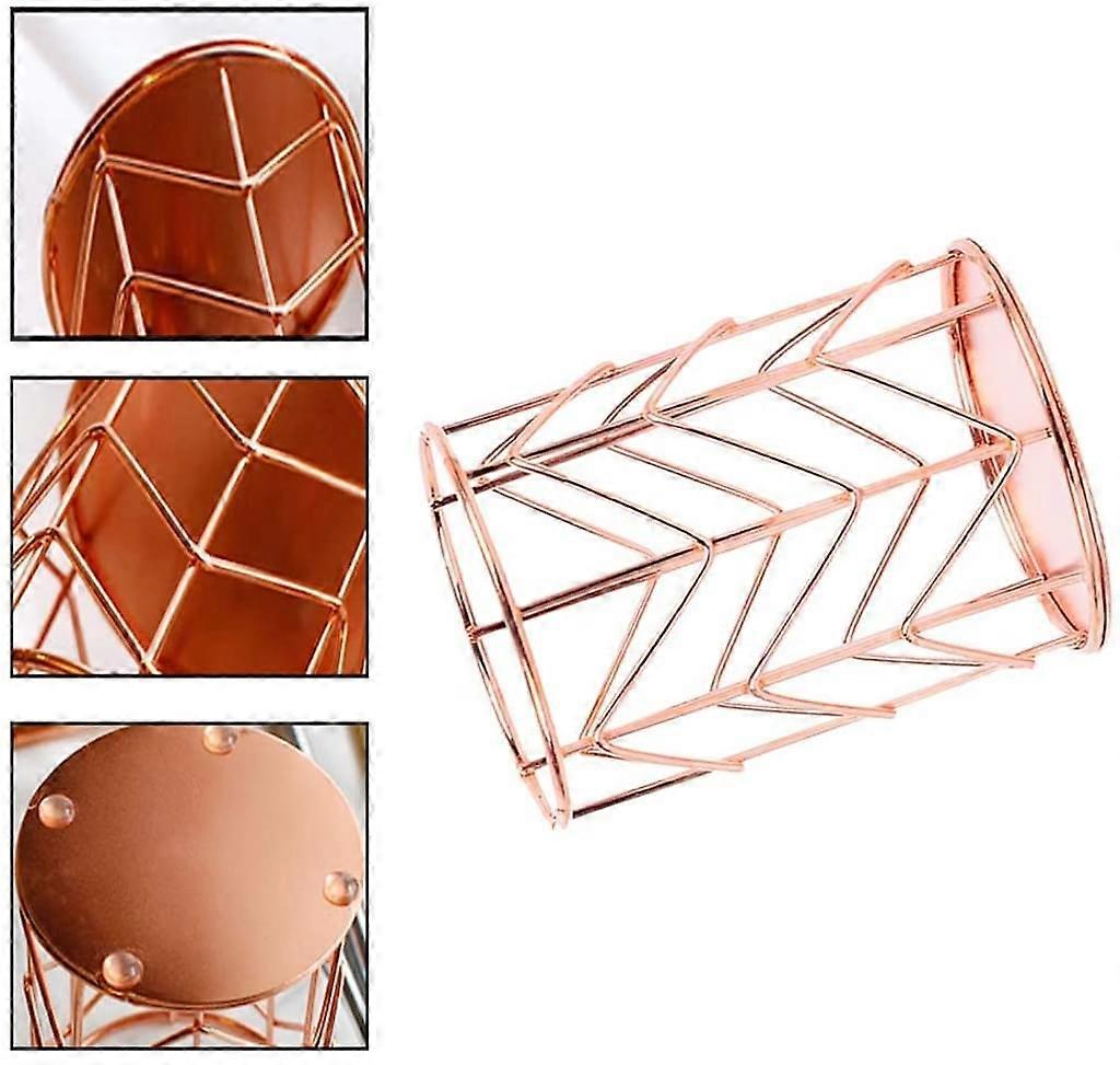 ペンホルダーファッション透かし彫りラウンドアイアンアートライティング用品ホルダーデスクオーガナイザー-ペン用のスタイリッシュなデスクオーガナイザー
