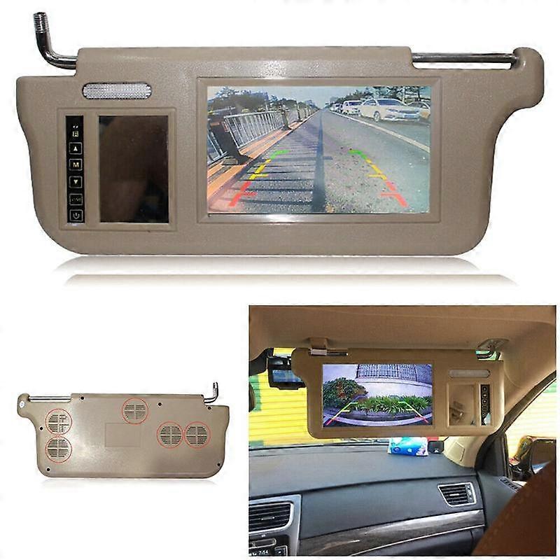 7 polegadas bege carro esquerdo sol visor retrovisor tela espelho monitor lcd 2 canais de vídeo