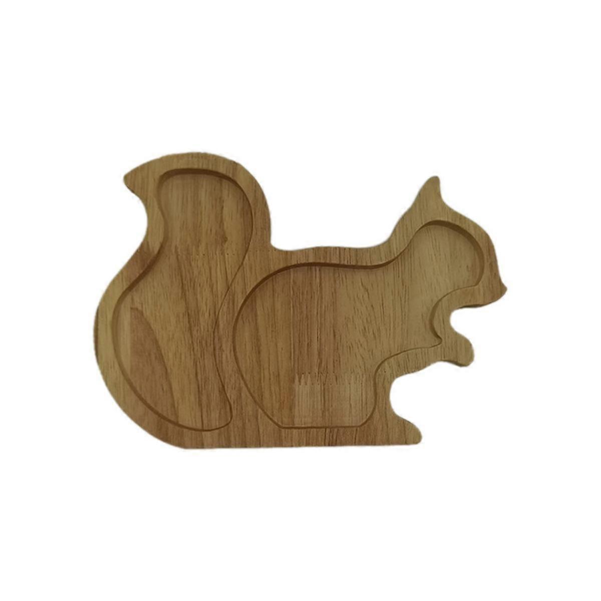 A-Snack Plate Space-Saving Storing Squirrel Wooden Snack Tray Pear Fruit Tray Nut Container Tableware Accessories
