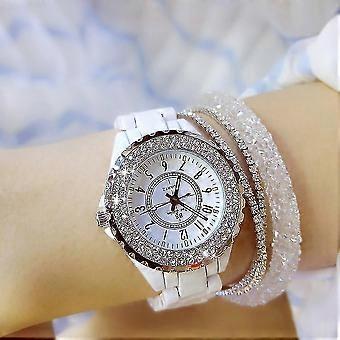 Reloj de damas Reloj de lujo Cerámica blanca Moda Damas Reloj de cuarzo