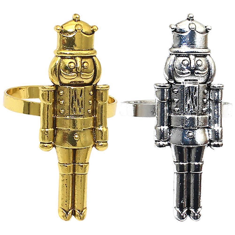 2pcs Christmas Nutcracker Napkin Ring Nutcracker Napkin Ring Holders Metal Napkin Ring for Party