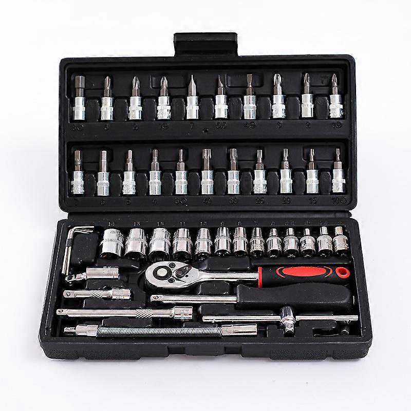 Socket set F6 '' CHROMEmat, 46 piecesblack