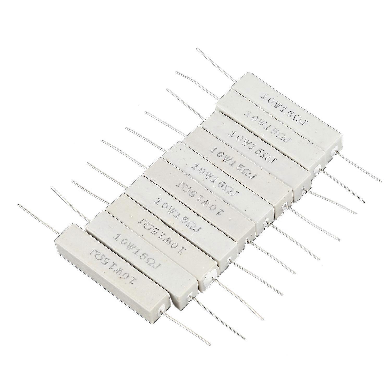 10 Pcs Fixed Ceramic Cement Resistors 15 Ohm 10w Watt 5%