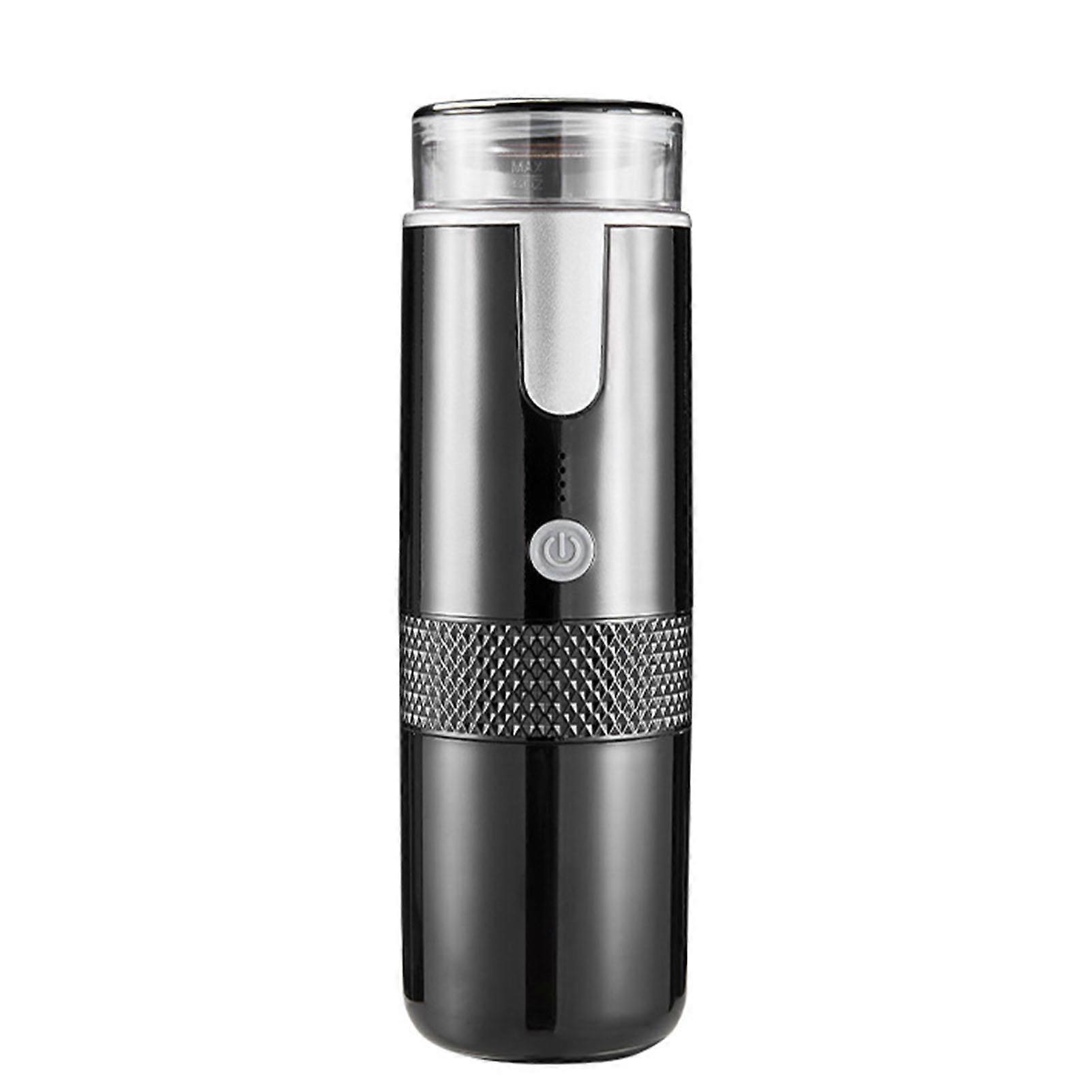 صانع القهوة المحمولة المحمولة اللاسلكية آلة القهوة الكهربائية كبسولة مسحوق القهوة ثنائي الغرض أسود مشرق