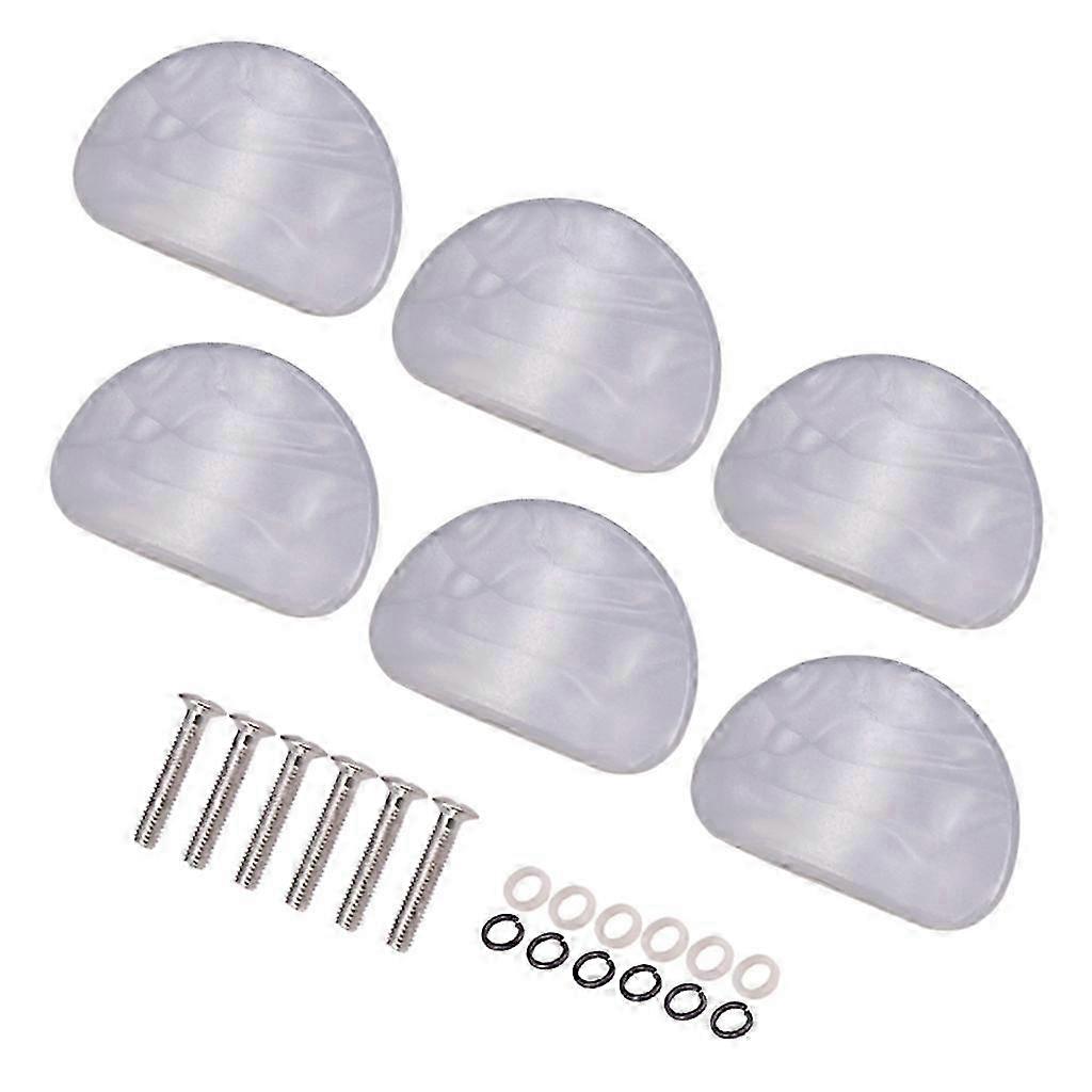 6 Pcs White Pearl Guitar Tuning Pegs Keys Button Tuners Machine Heads Premium Tuning Key Button Cap Knobs Handle Caps