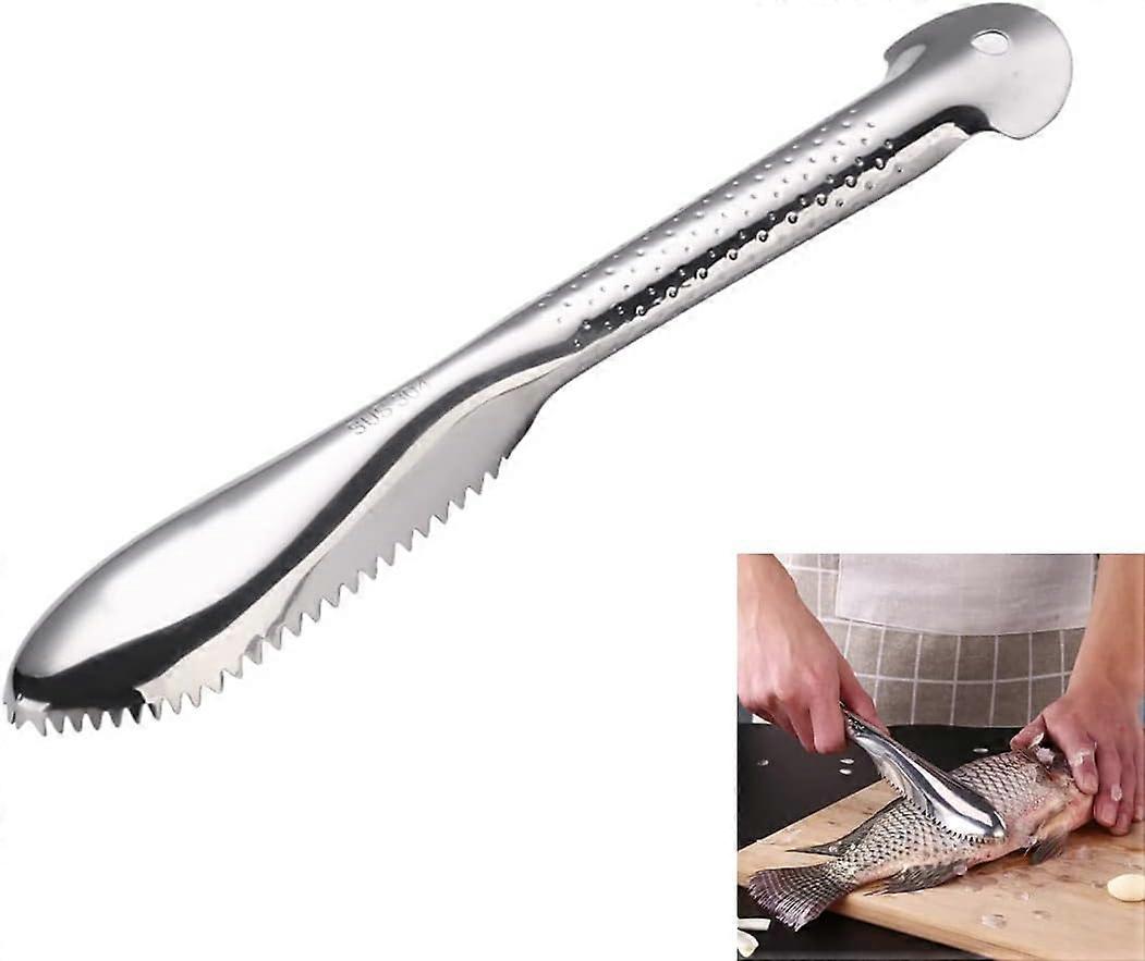 Fish Scaler, Fish Scaler, 304 Stainless Steel, Professional Fish Scraper, Fish Scaler, For Quick Cleaning Fish Skin For Kitchen, Restaurant (28.5 x 4